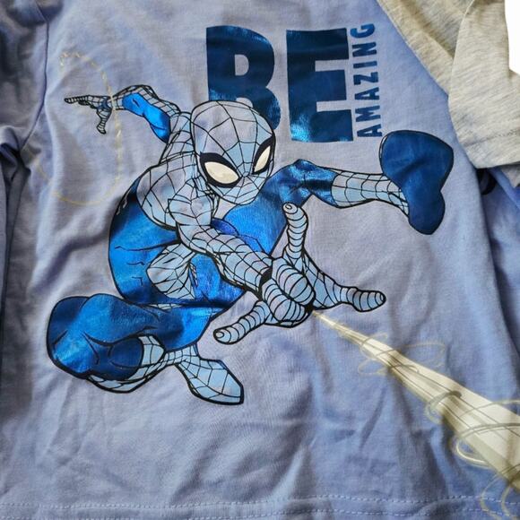 Spiderman Shirt & Pant Set SZ 2T Foil Shirt Matching Embroidered Sweatpants - Picture 2 of 4